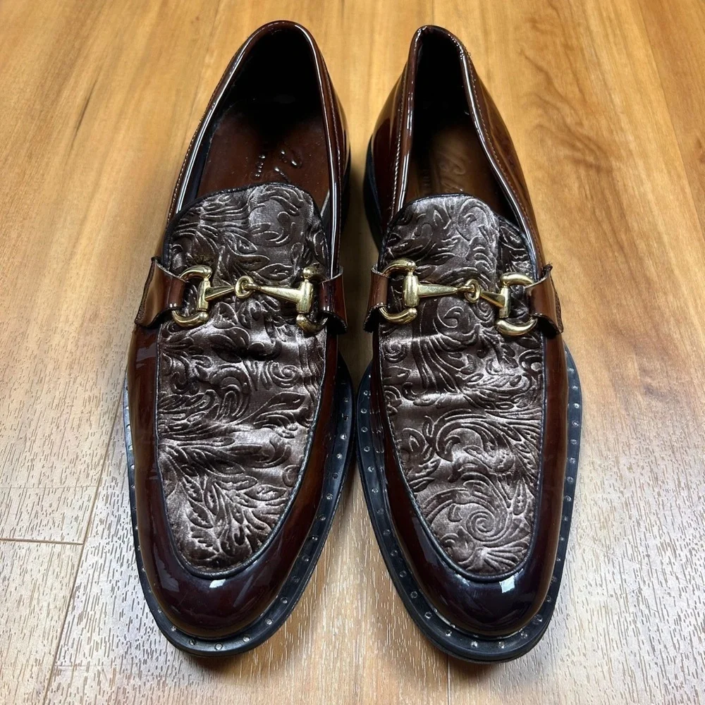 Vero Cuoio Mens Leather‎ Loafers Brown Patent Horsebit Italy EU 40 Dress